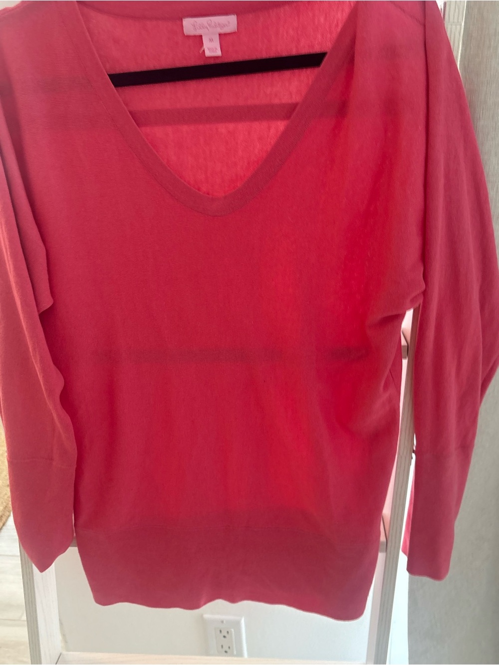 Lilly Pulitzer Coral V-Neck Lightweight Knit Sweater - Picture 5 of 7